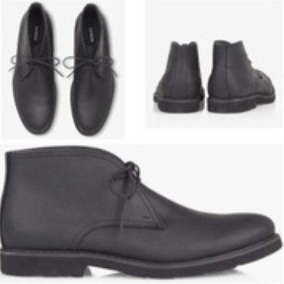 Express Black Men\'s Chukka-Inspired Lace-Up Boots Express | Shoes | Express Mens Black Leather Chukka Boots  main image 4